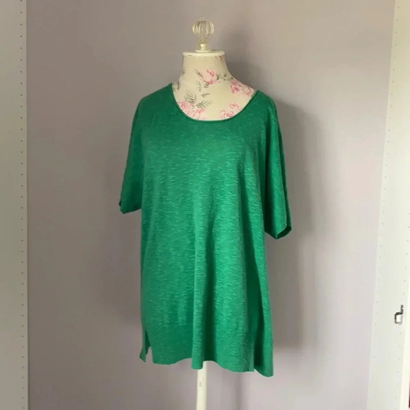 Eileen fisher short sleeve linen/cotton top green size M - Picture 1 of 12